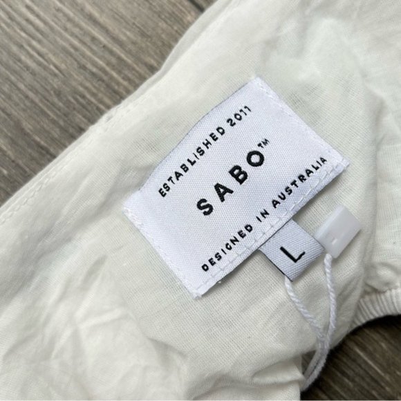 Sabo Skirt Ray Mini Dress Puff Sleeves Cut out Eyelet White Size Large - Picture 12 of 16